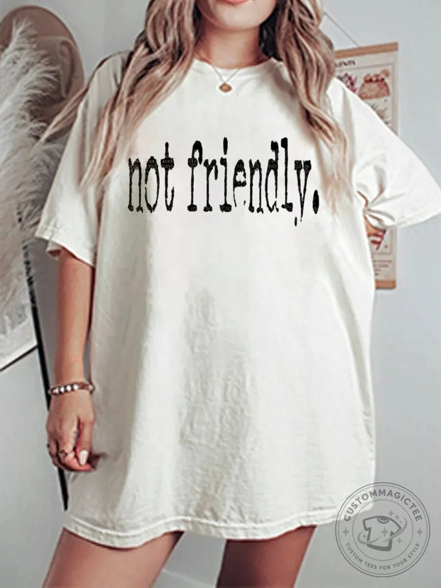 Make Sense Common Again Vintage Oversized Graphic T-Shirt 4 Not Friendly Graphic Oversized T-Shirt