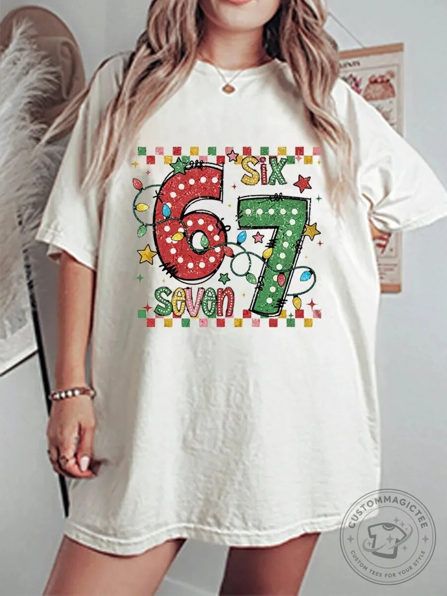 Vintage Christmas Six Seven Oversized Graphic T-Shirt